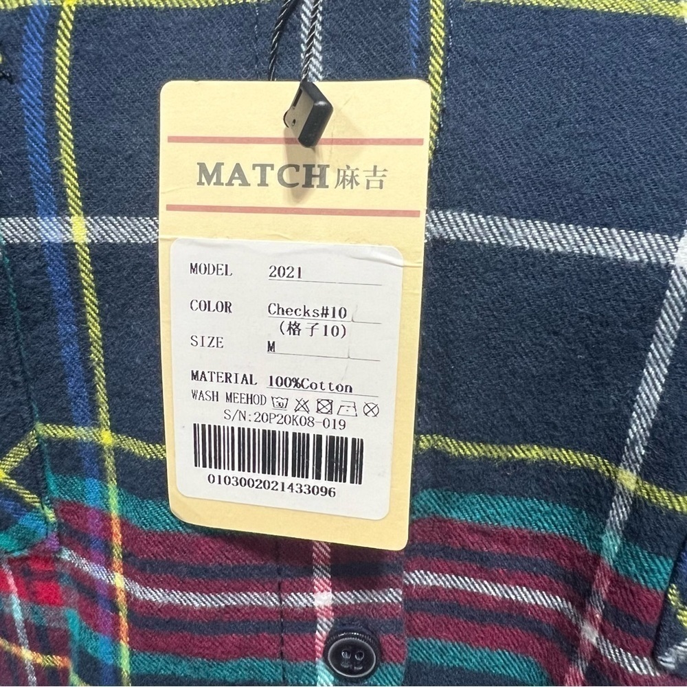Matchstick Flannel Plaid Button Down Top Shacket Roll Tab Sleeve NWT SZ: Medium - Picture 7 of 10